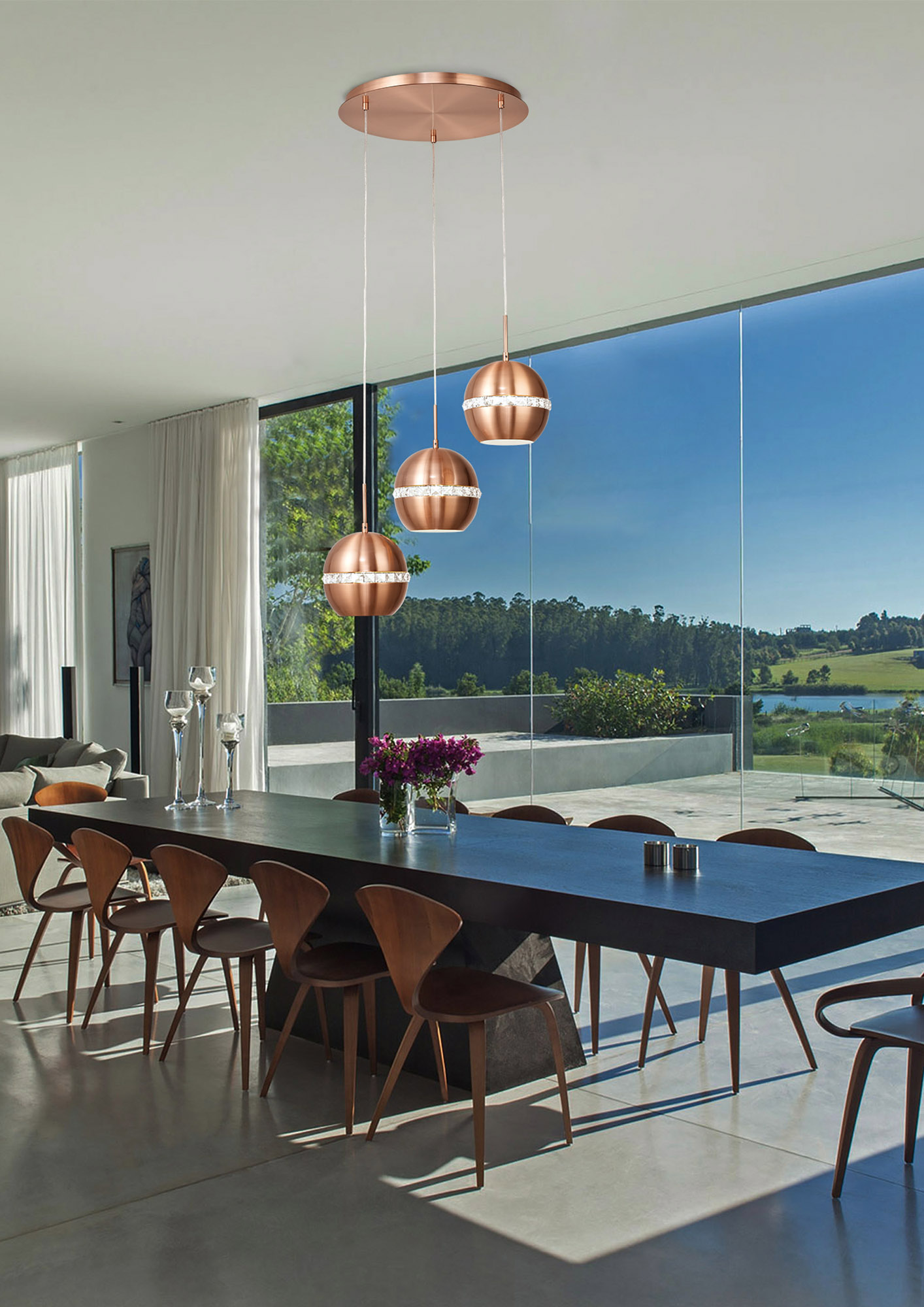 Andrea Satin Copper Crystal Ceiling Lights Diyas Multiple Crystal Pendants Andrea Satin Copper Crystal Ceiling Lights Diyas Multiple Crystal Pendants